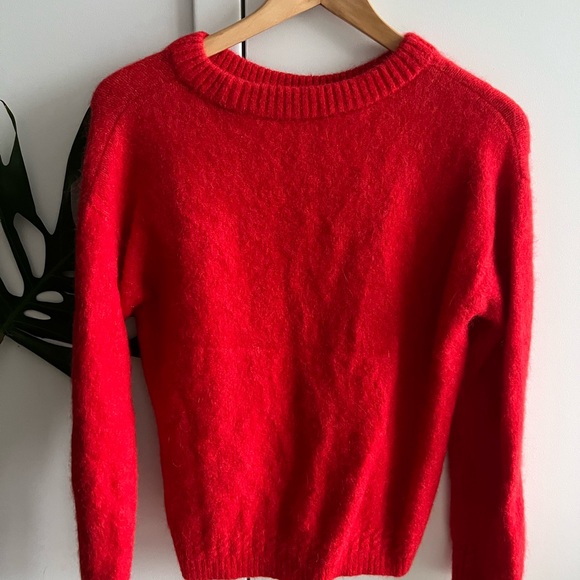 Sezane Vibrant Red Crew Neck Sweater - Picture 1 of 4